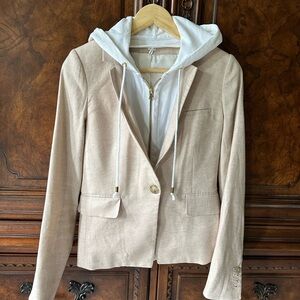 Veronica Beard pale beige pink Linen blazer w/White (removable) dicky, sz 4